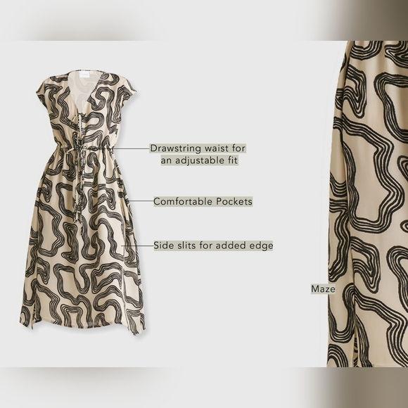 Reistor x Madewell Deep V-neck Gathered Dress in Black Stripes - Picture 12 of 12